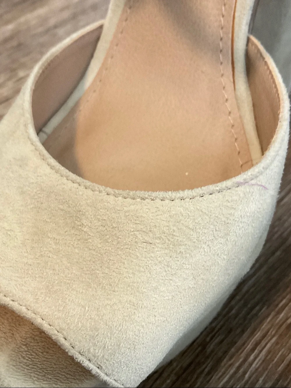 Steve Madden Neutral Beige Suede Platform Peep-Toe Sandals